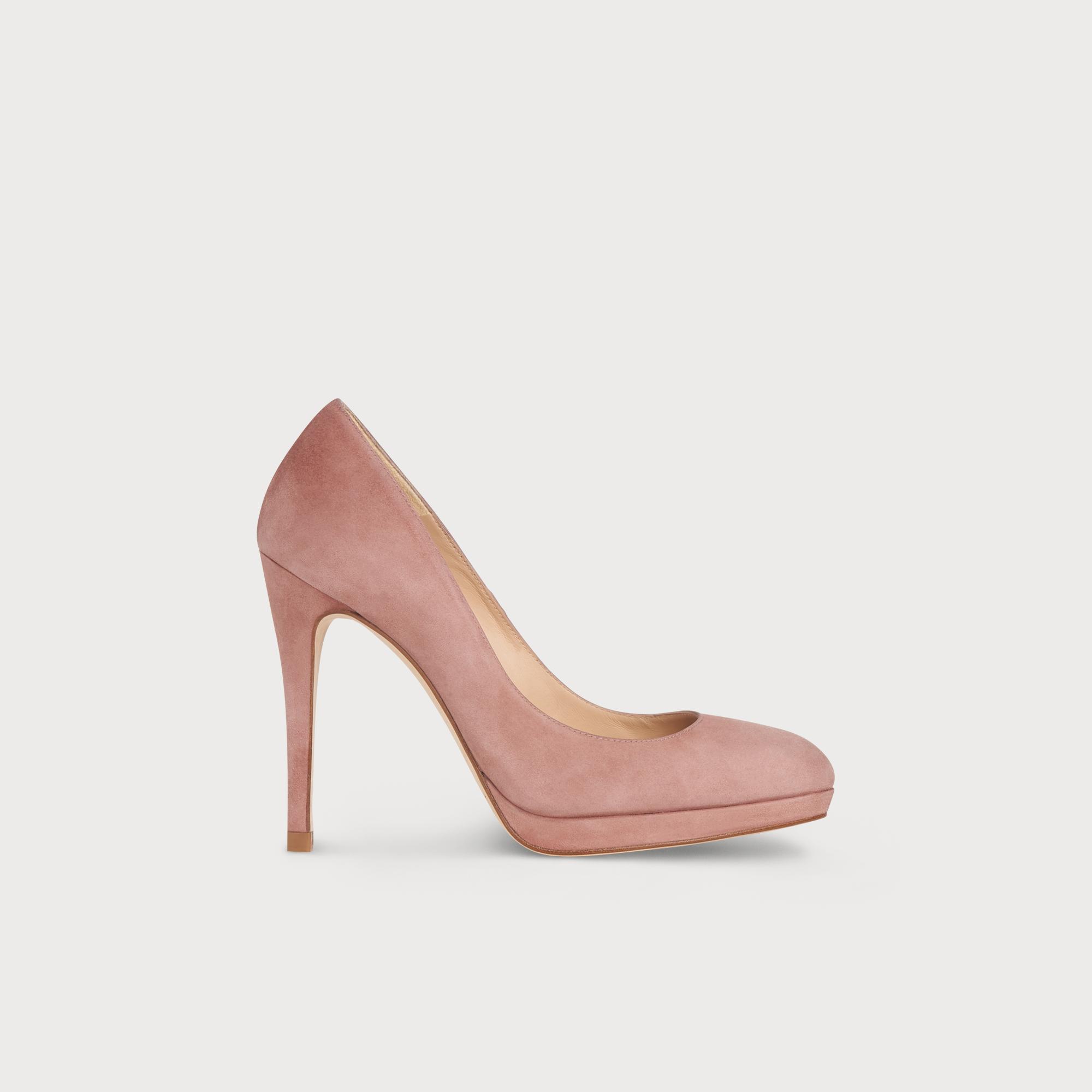 Women's Luxury Shoes from L.K.Bennett, London Sledge Dark Pink Suede Courts